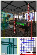 Muse virtuel avec un lancer de faisceaux et au maximum 8x8 sous faisceaux par pixel